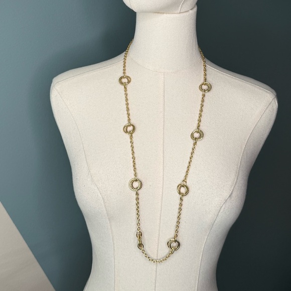 Vintage Ralph Lauren RLL Gold Rope Circle Link Necklace 33” Layering Chain Y2K - Picture 1 of 7